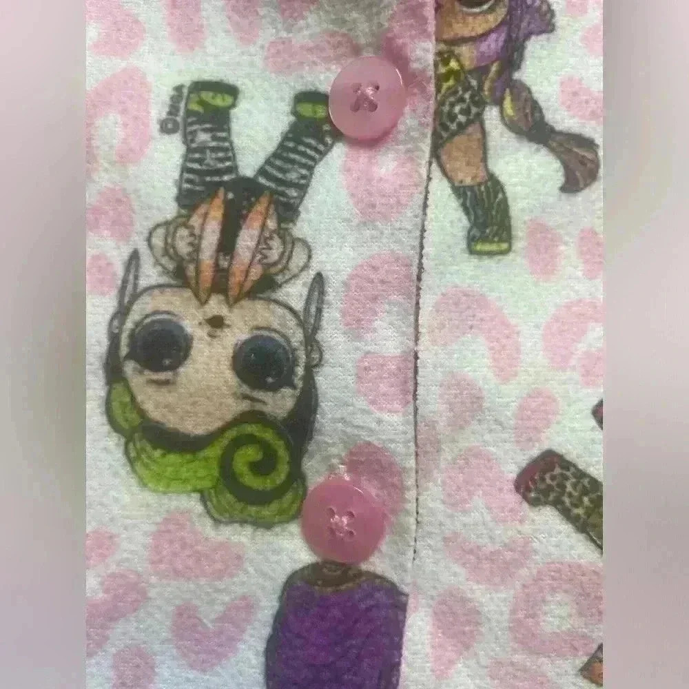 L.O.L LOL Surprise Doll Girls Size 6 Button Down Fleece Pajamas Pajama Set - Picture 4 of 5